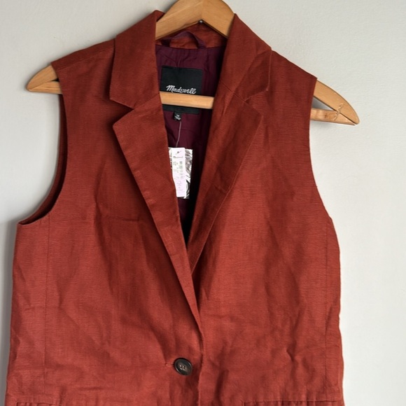 NEW Madewell Larsen Linen Vest XS - Picture 4 of 9